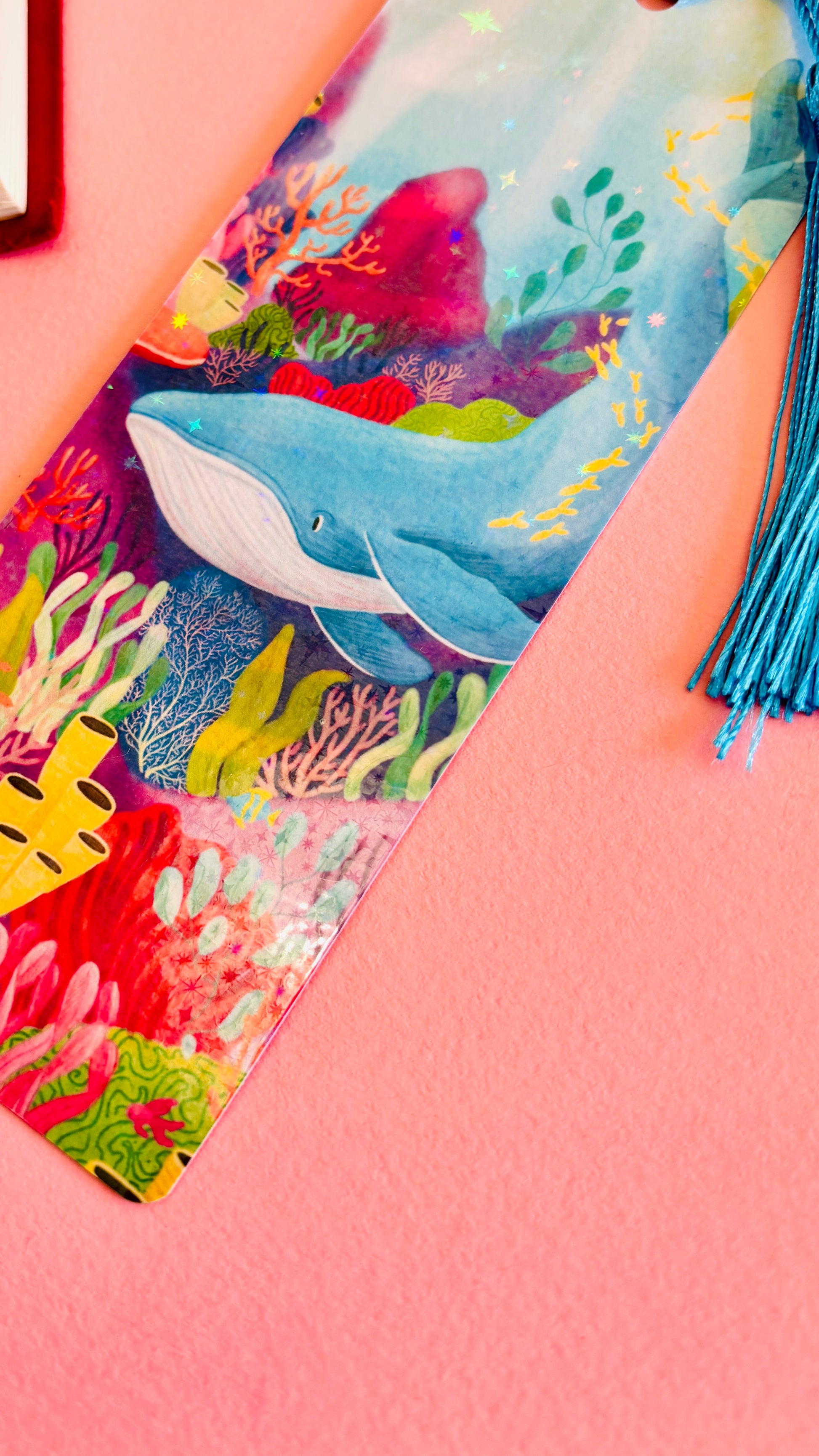 Rainbow Holographic Whale Illustrated Art Bookmark - Pixiecraft