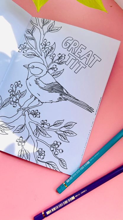Garden Birds Colouring Book for Adults and Kids