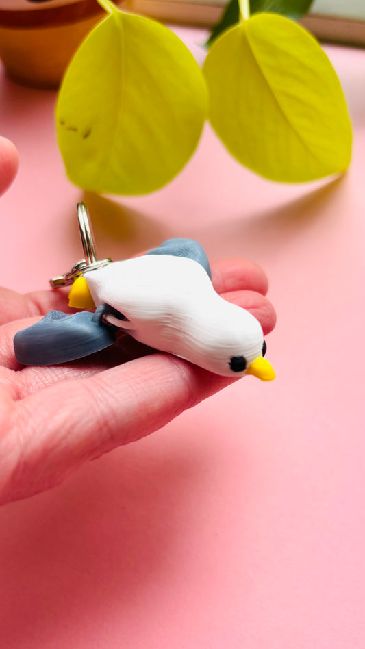 Seagull Keyring- 3D Printed Bird Trinket