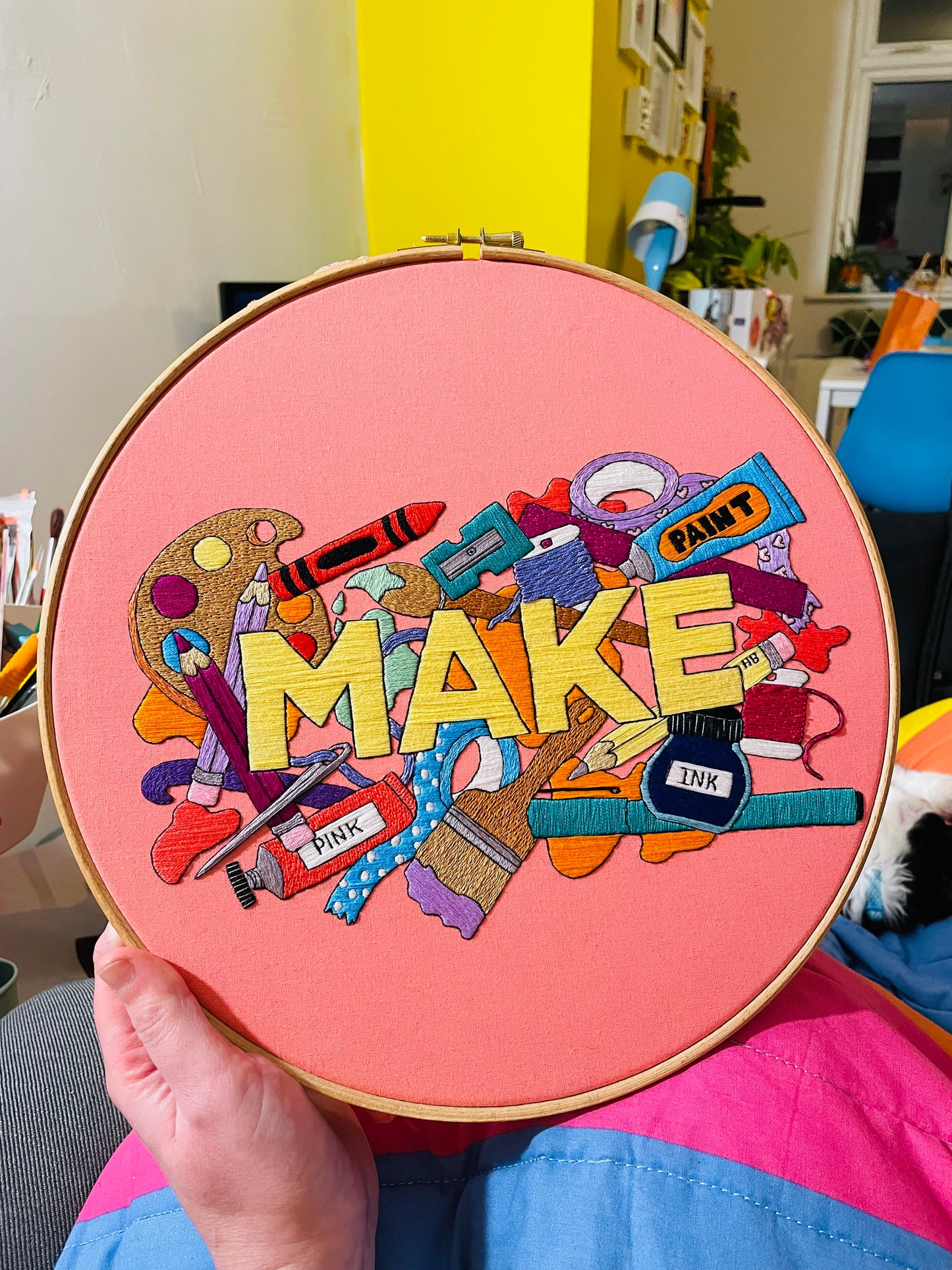 MAKE hand embroidery original art print