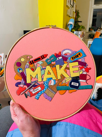 MAKE hand embroidery original art print