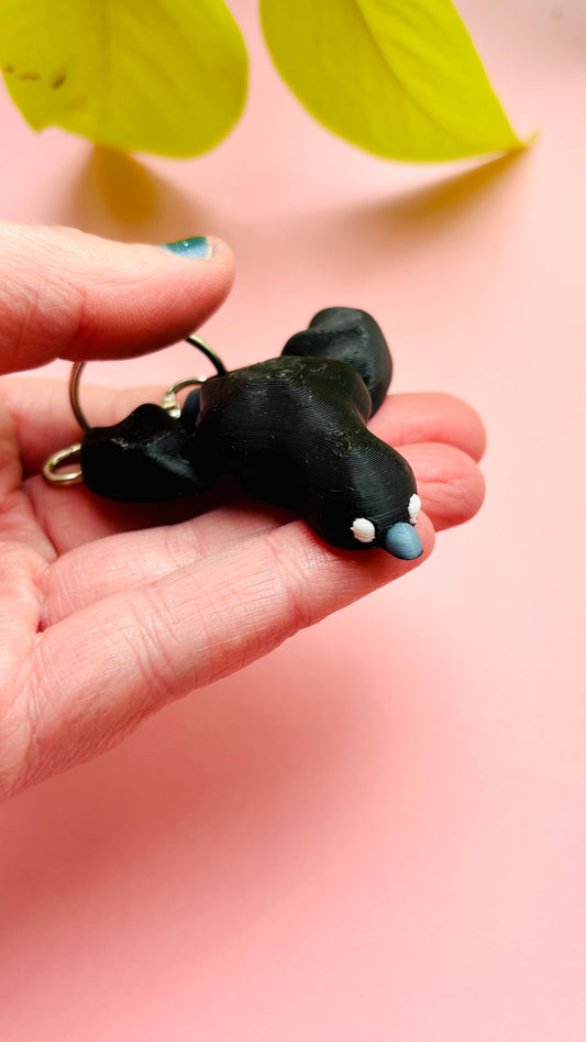 Crow Keyring- 3D Printed Bird Trinket