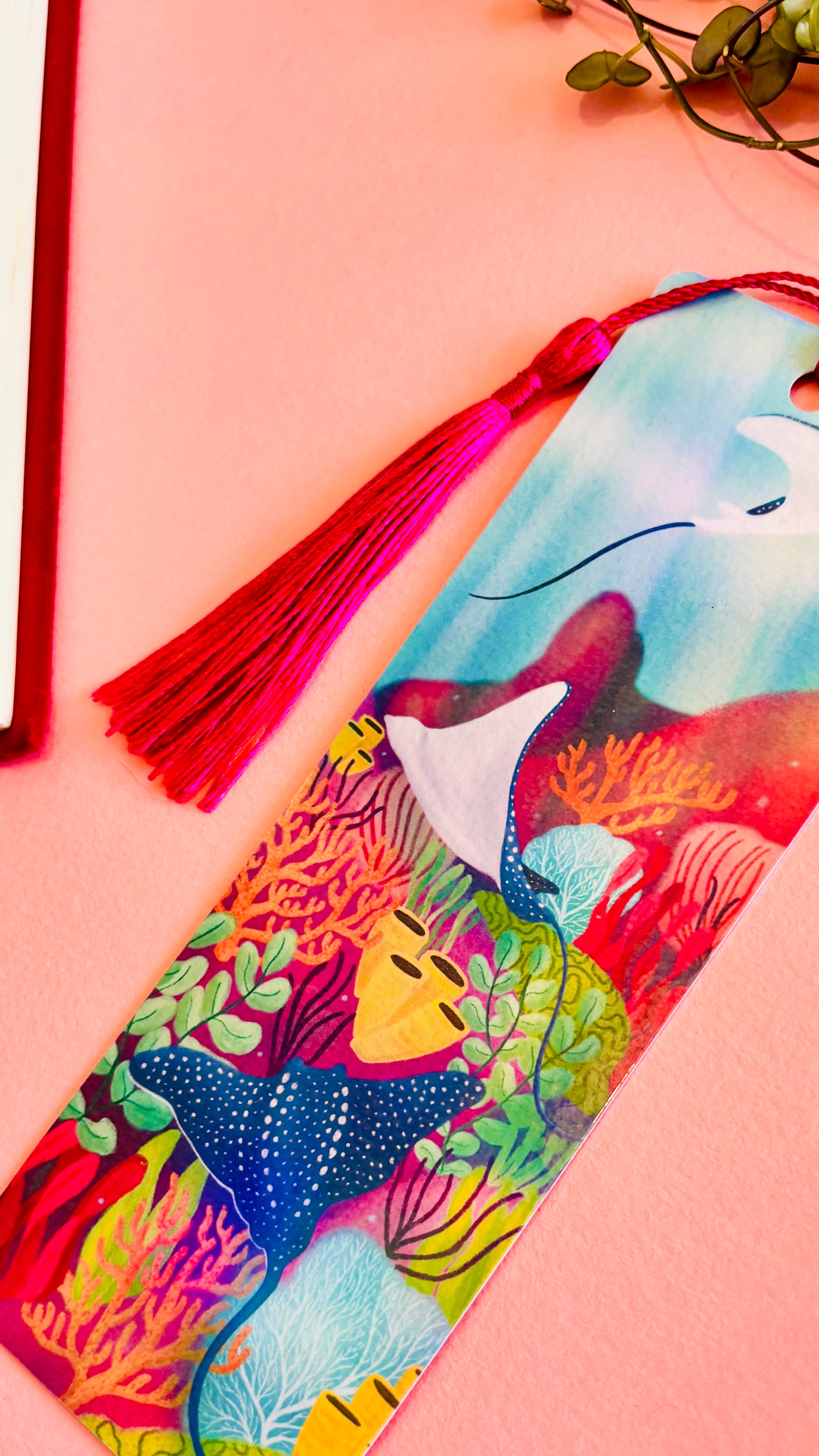 Ray coral reef rainbow bookmark 