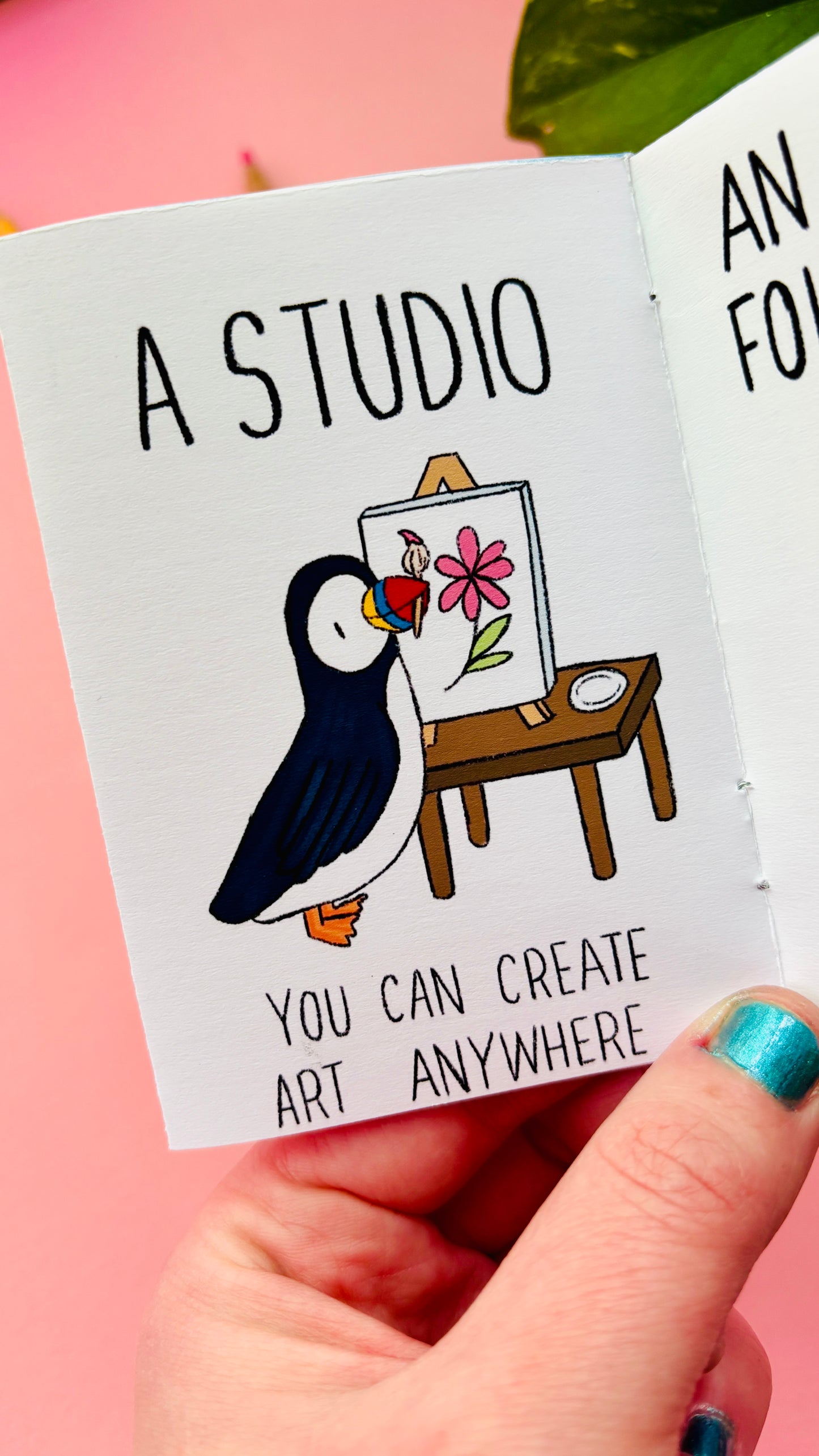 puffin illustration in artist advice zine
