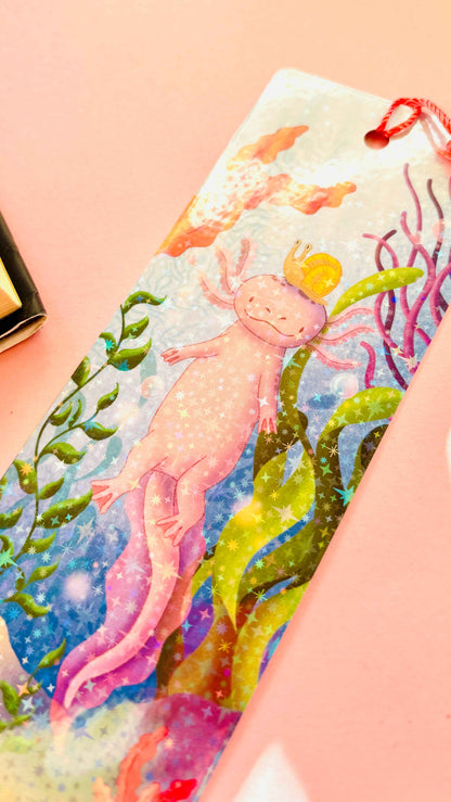 Axolotl Gift Holographic Bookmark