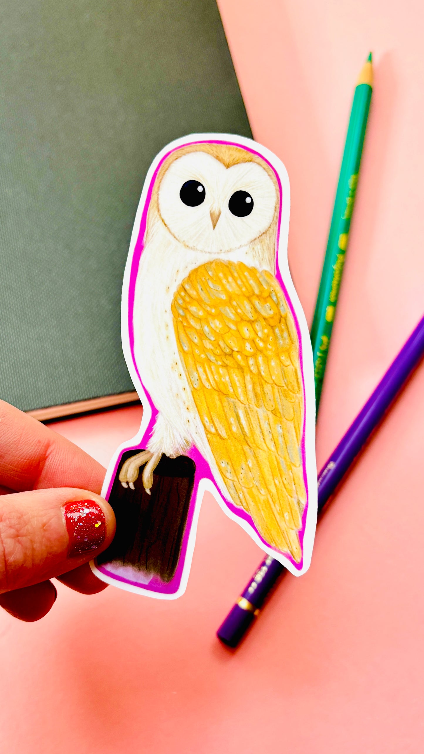 barn owl illustrated vinyl sticker