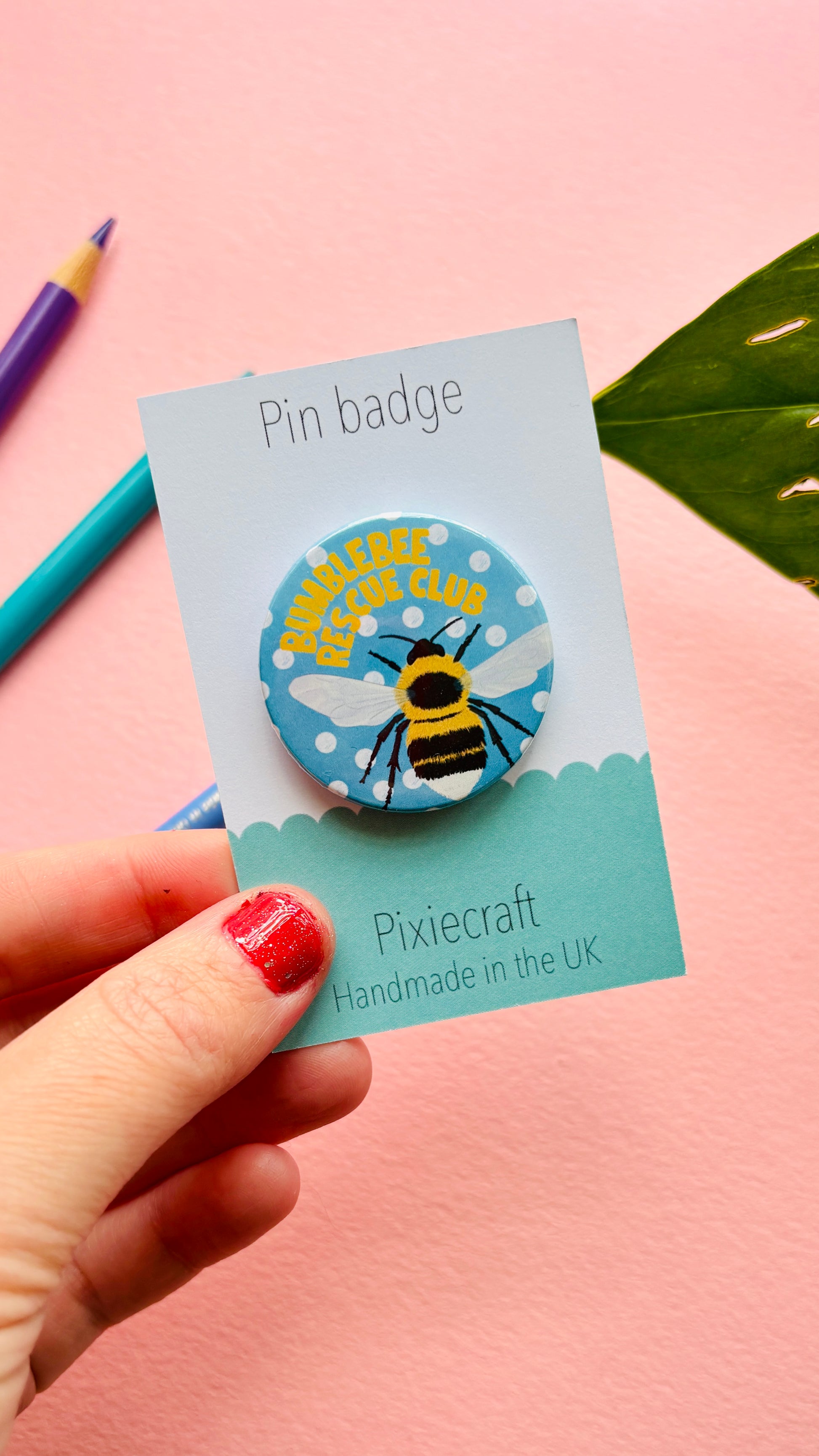 Bee gift pin badge or fridge magnet for nature lovers 