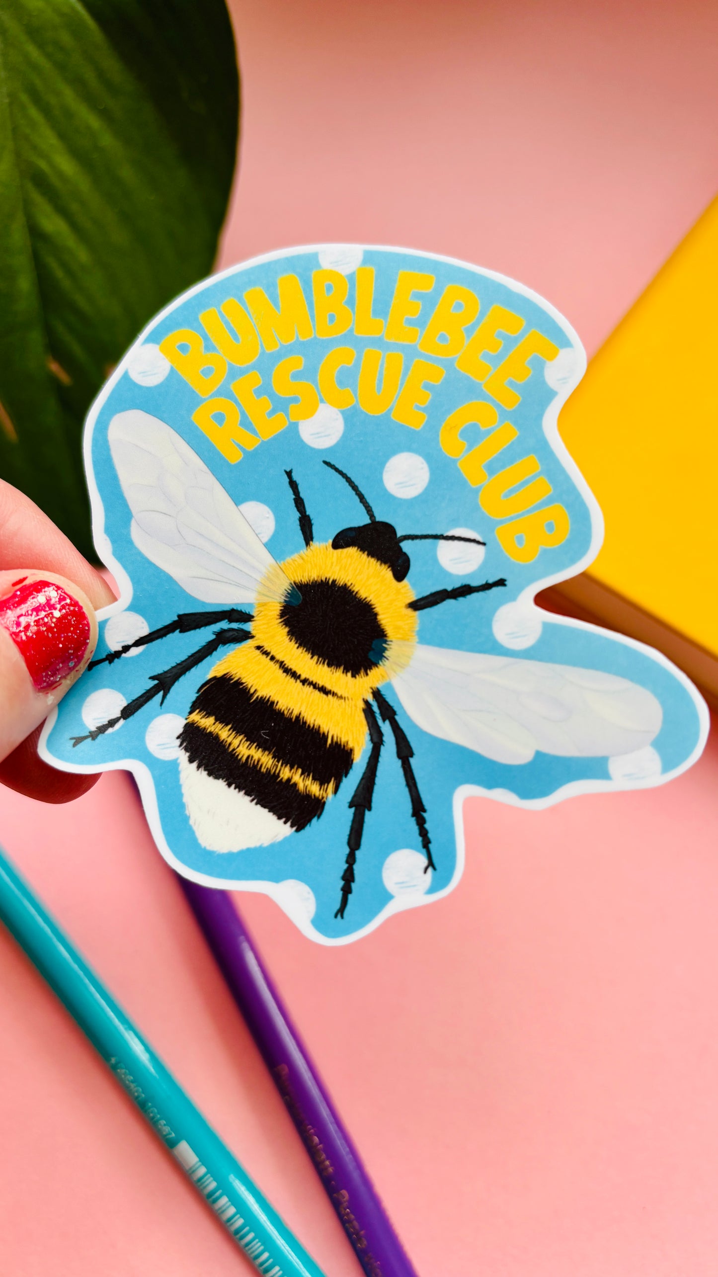 Cute Bumblebee Rescue Club sticker, perfect bee lover gift, durable vinyl sticker