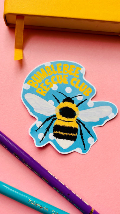 Cute Bumblebee Rescue Club sticker, perfect bee lover gift, durable vinyl sticker
