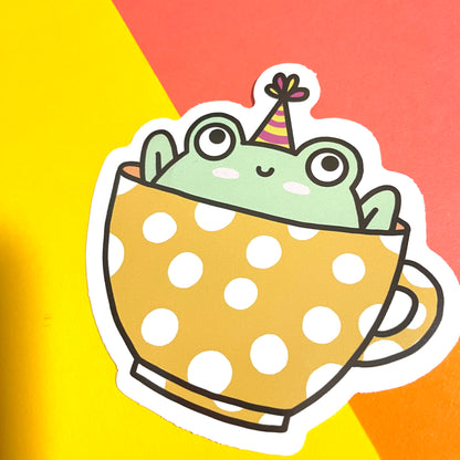 Tea Party Frog Vinyl Decal 