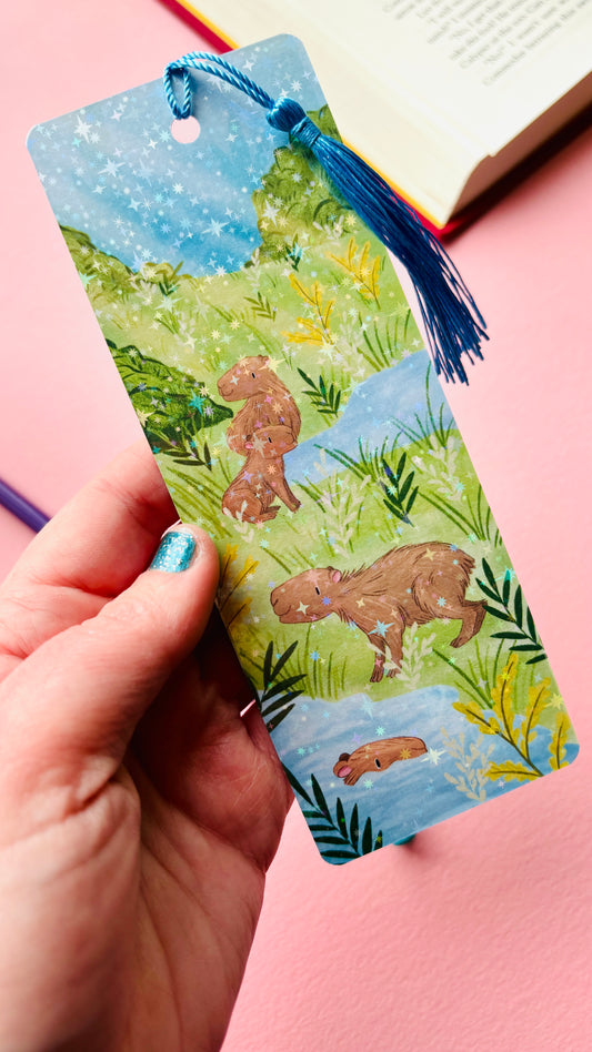 Colourful capybara bookmark handmade in the uk