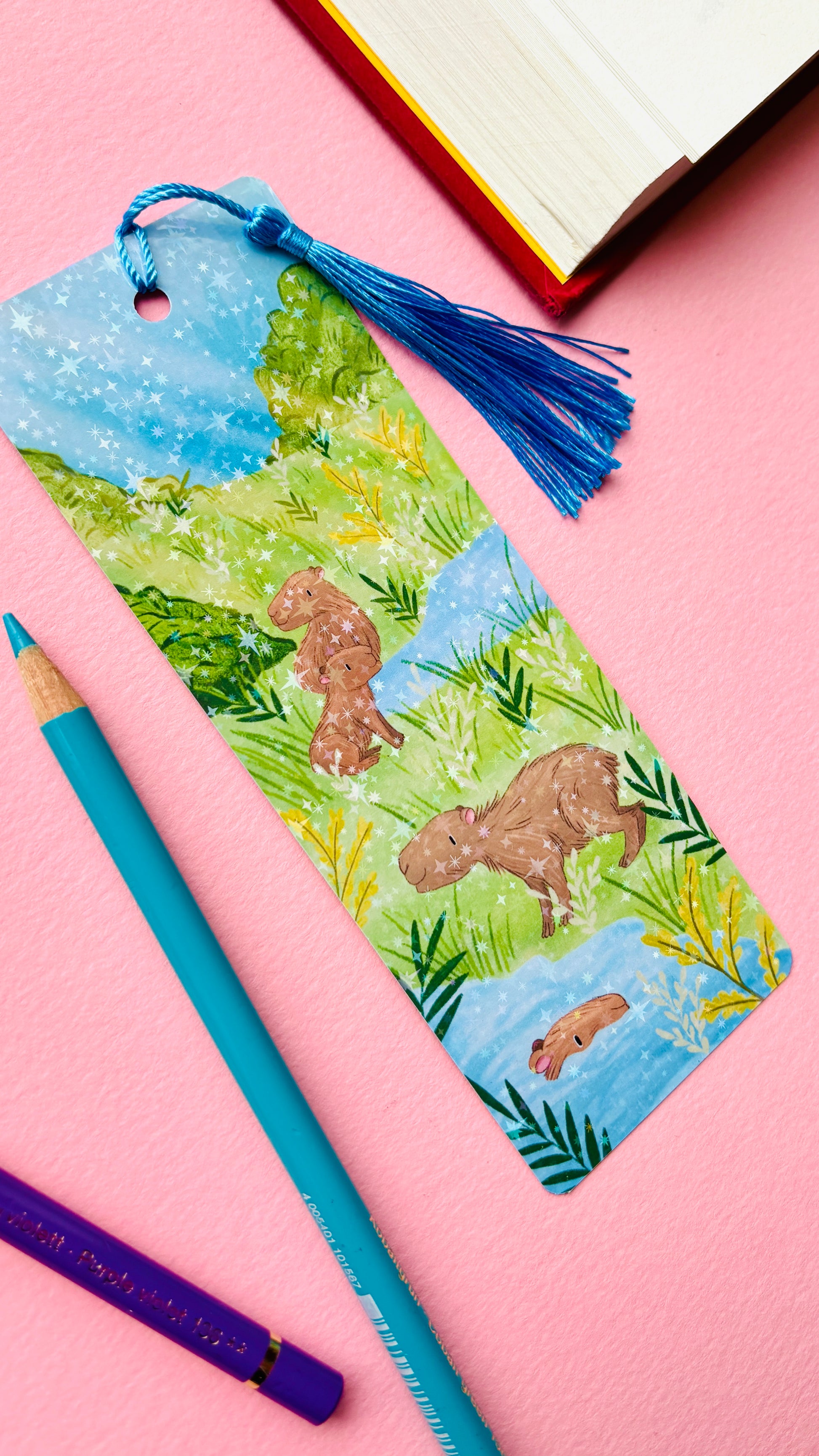 Capybara gift handmade bookmark