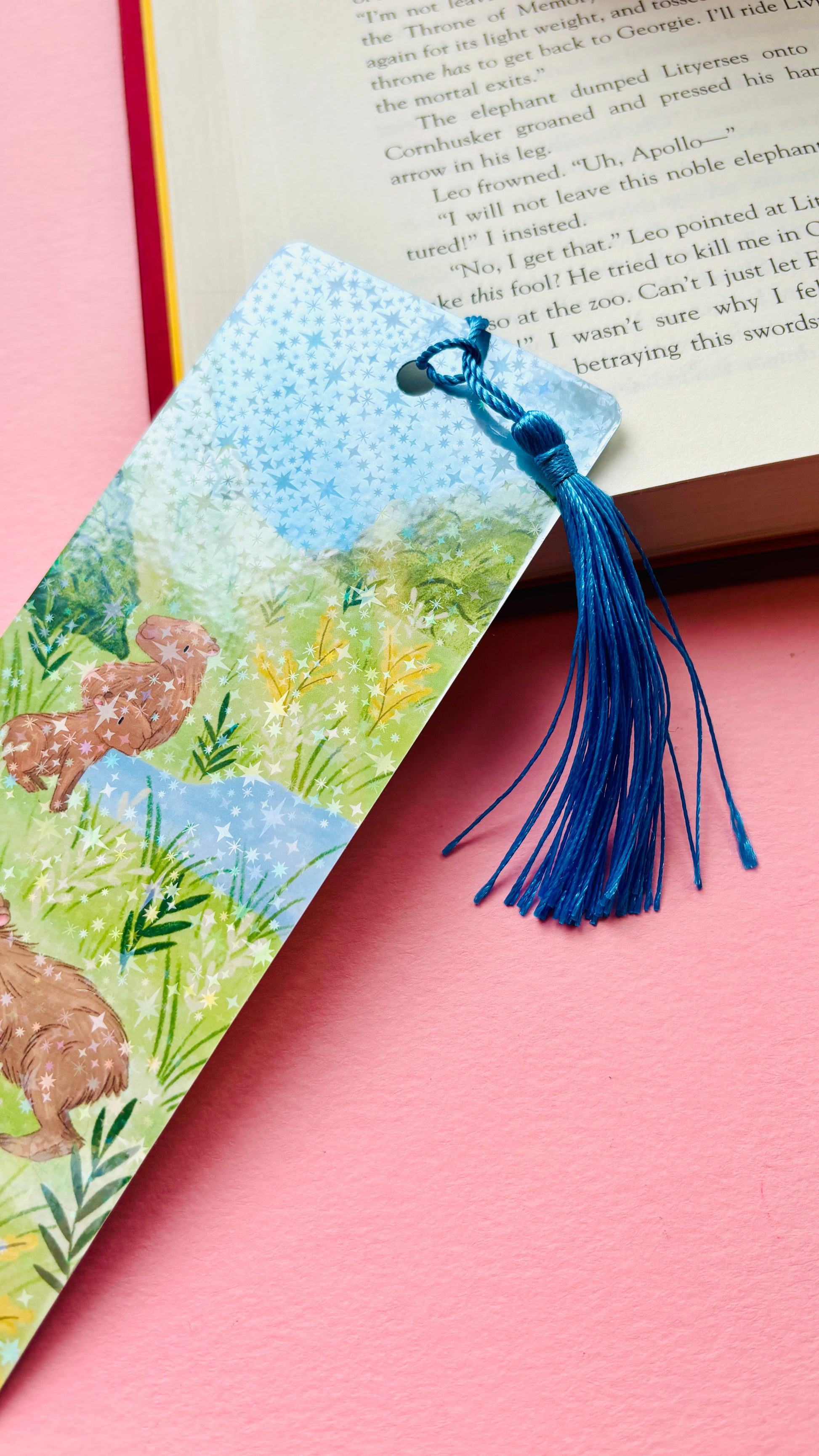 Bookmark handmade gift for book lover with capybara design