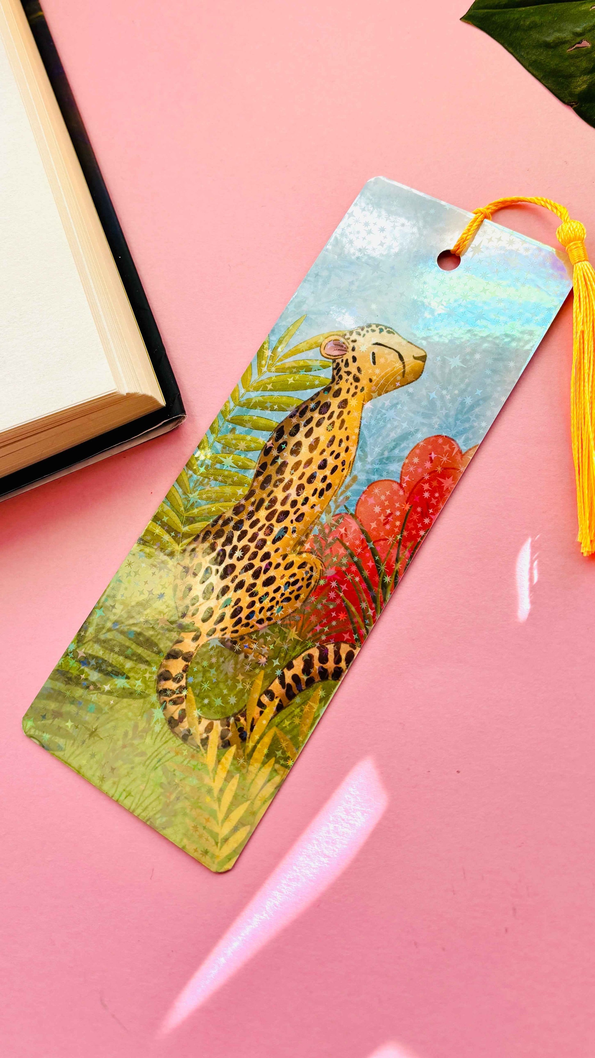 Cheetah Gift Holographic Bookmark- Handmade Wildlife Gift