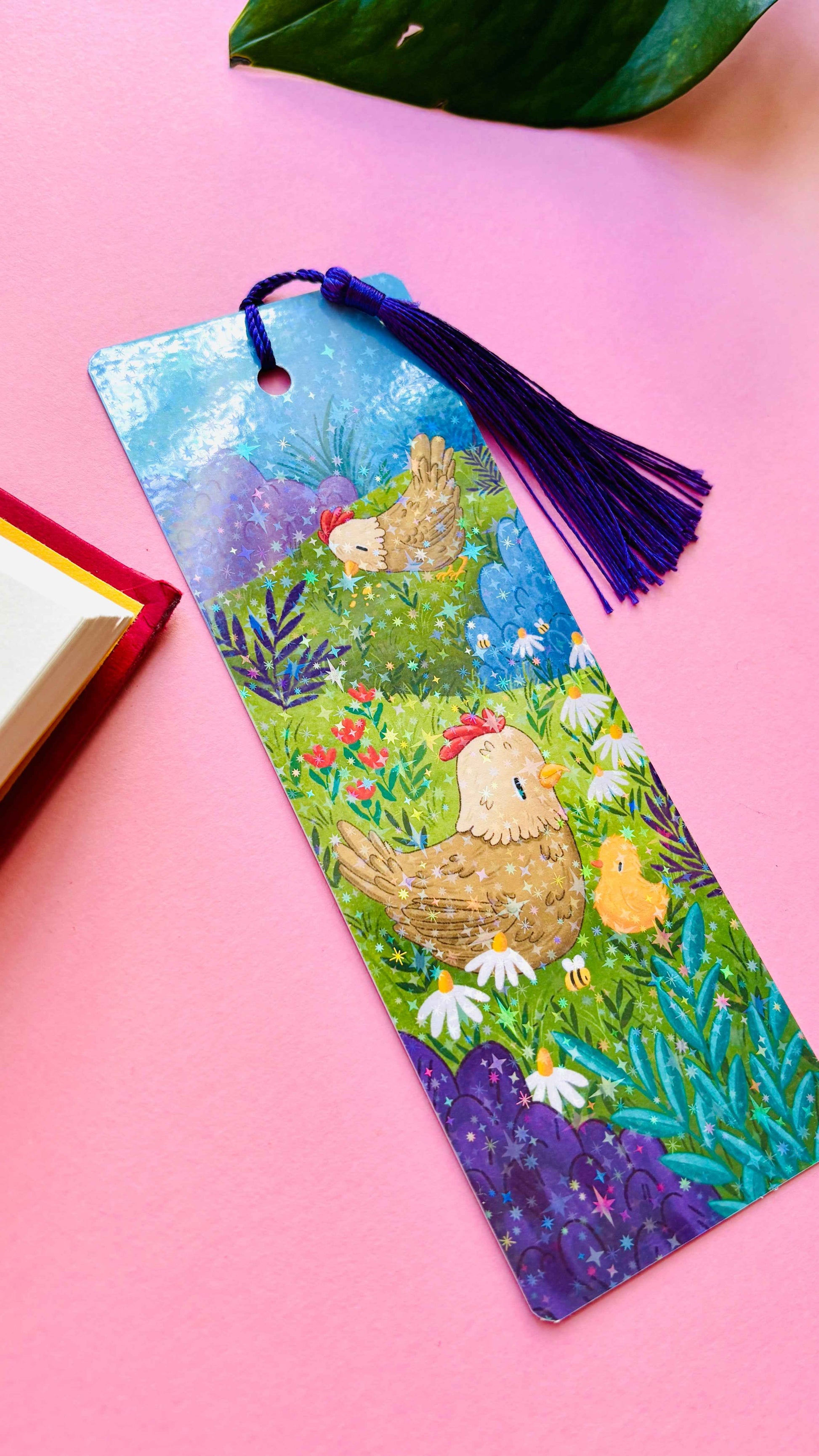 Chicken Holographic Bookmark – Handmade Gift for Book Lovers
