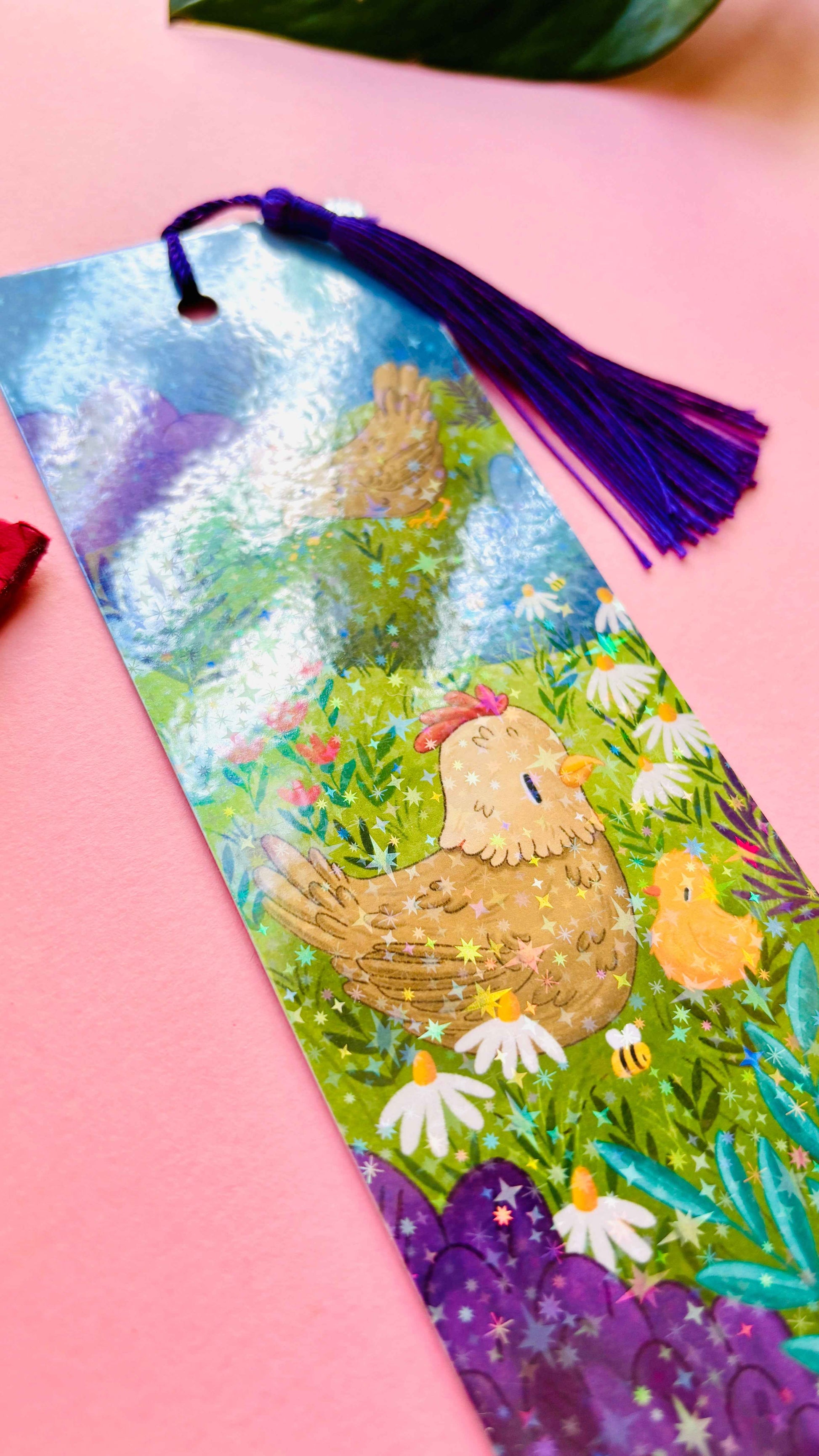 Chicken Holographic Bookmark – Handmade Gift for Book Lovers
