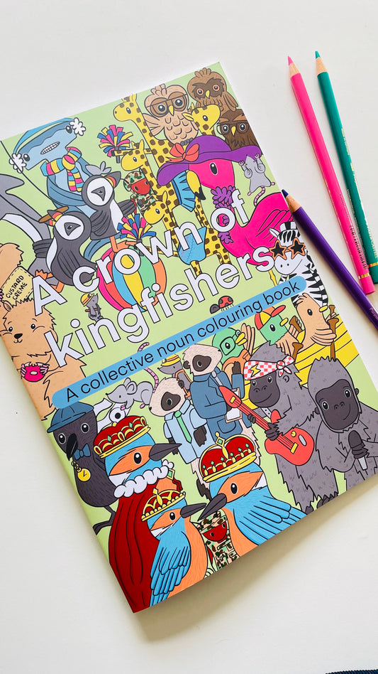 A fun colouring book all about animal collective nouns. With silly costumes and activities 