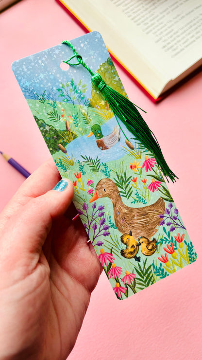 handmade bookmark with duck illustration 