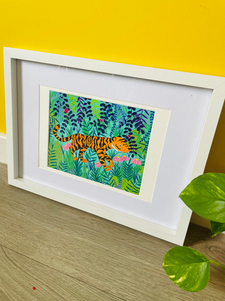 Colourful tiger in a jungle painting 