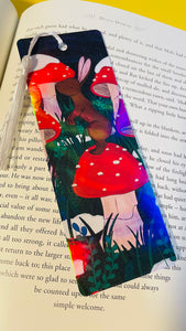 Toadstool bunny rainbow bookmark 