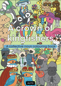 A crown of kingfishers colouring book cover 