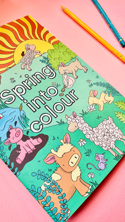 PRE-ORDER Spring into colour A4 colouring book - Pixiecraft