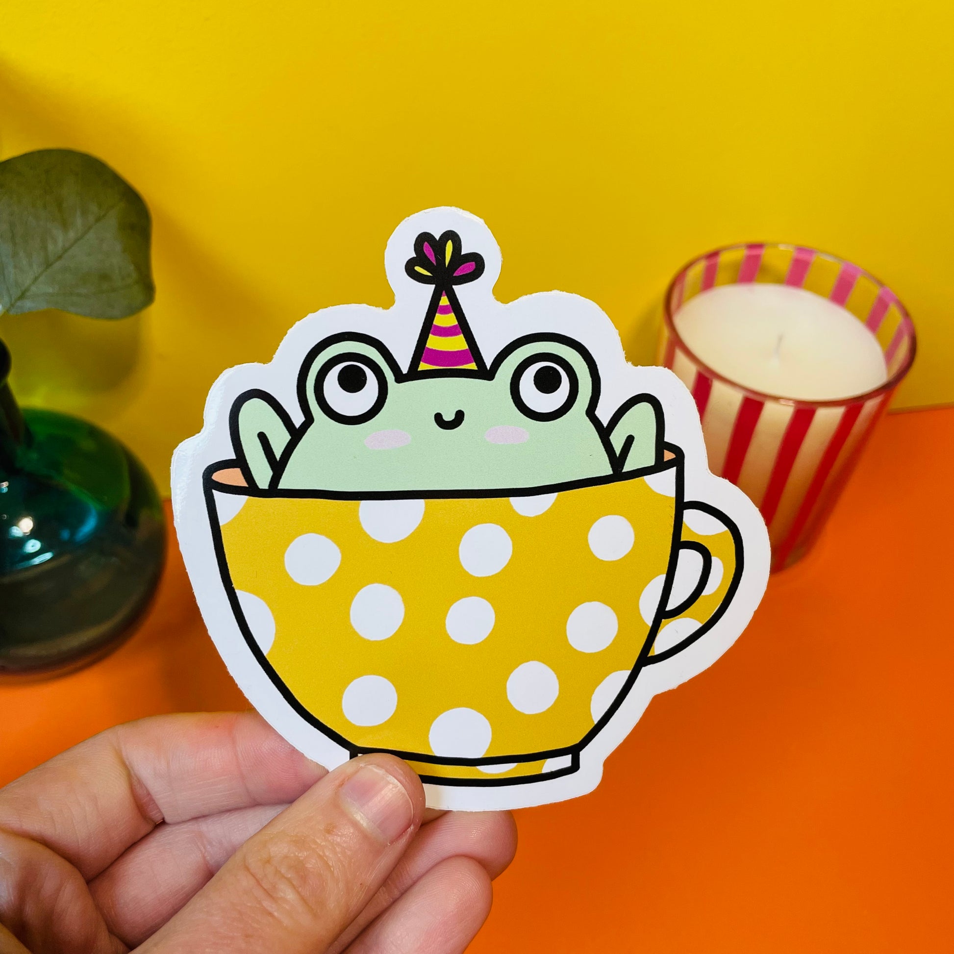 Tea party frog vinyl sticker