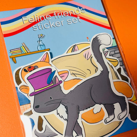 A multipack of illustrated cat stickers 