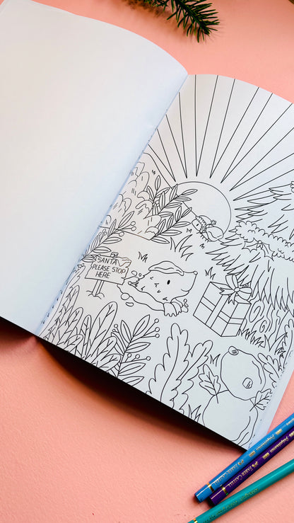 Beautiful woodland Christmas colouring book  perfect eco-friendly holiday gift featuring nature-inspired festive art