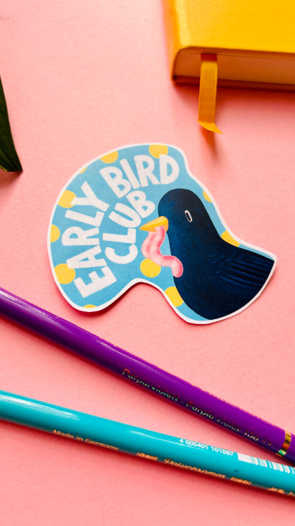 Early Bird Club vinyl sticker, perfect gift for bird watchers, nature enthusiasts, and morning people