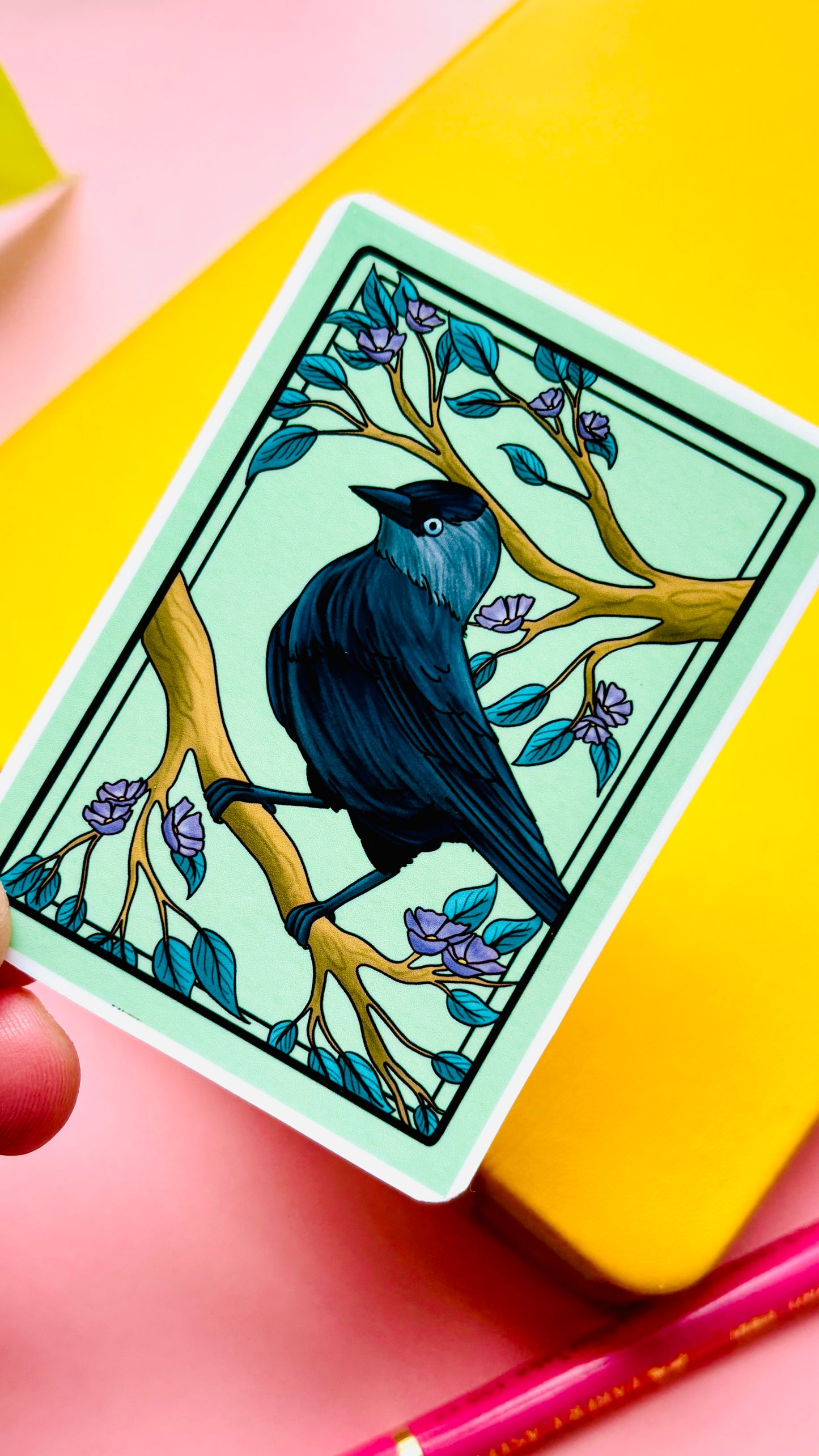Jackdaw Illustrated Waterproof Sticker