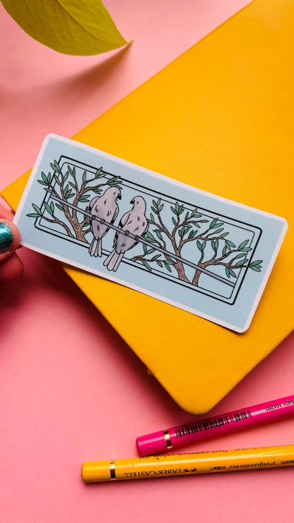 Cute Pigeon Couple Waterproof Vinyl Sticker | Pastel Pigeon Sticker
