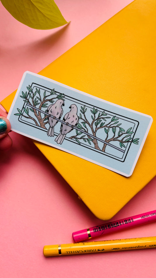 Cute Pigeon Couple Waterproof Vinyl Sticker | Pastel Pigeon Sticker