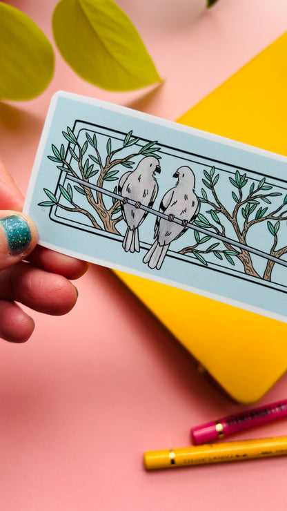 Cute Pigeon Couple Waterproof Vinyl Sticker | Pastel Pigeon Sticker