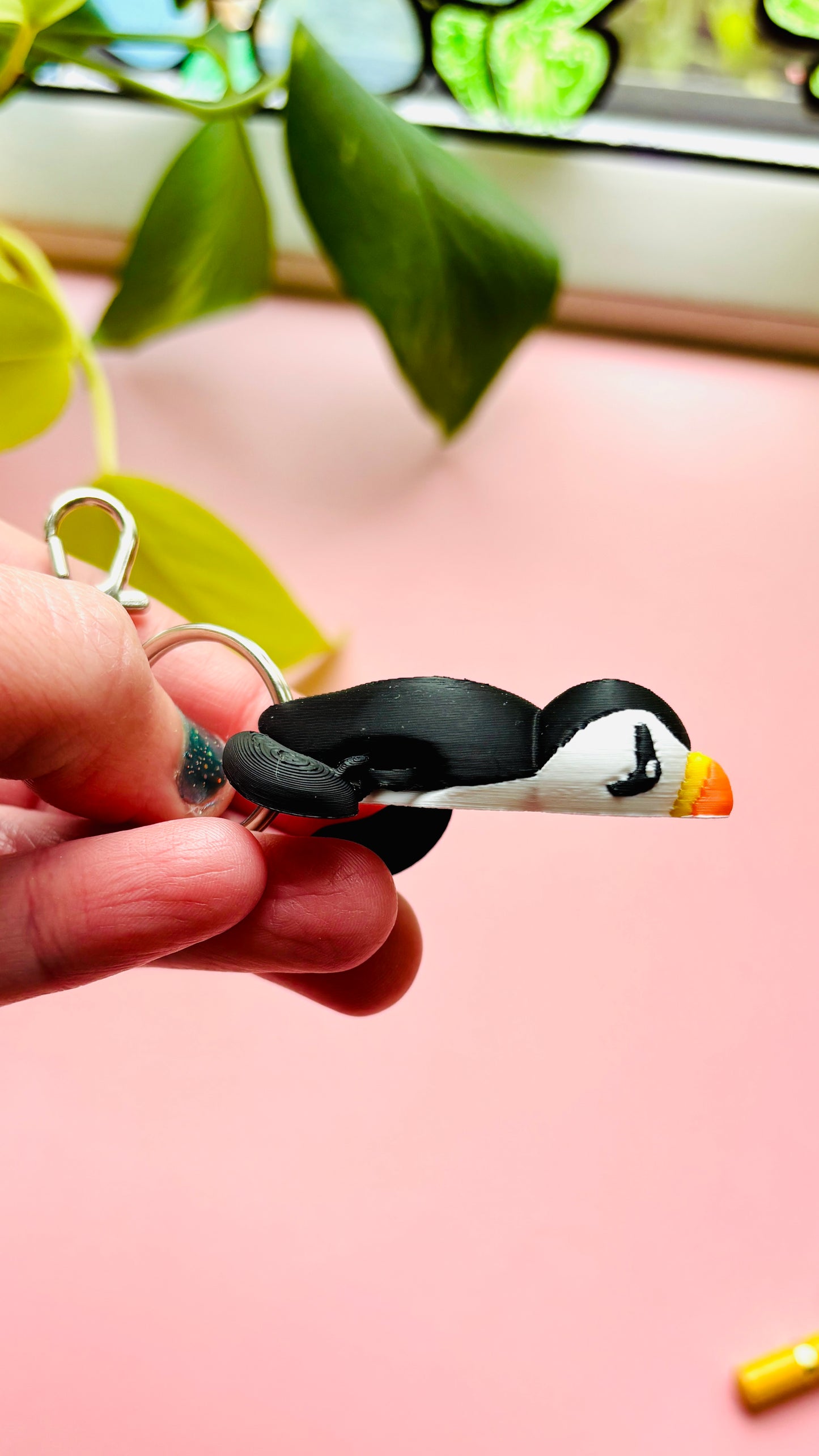 Pearl the Puffin Keyring- 3D Printed Bird Trinket