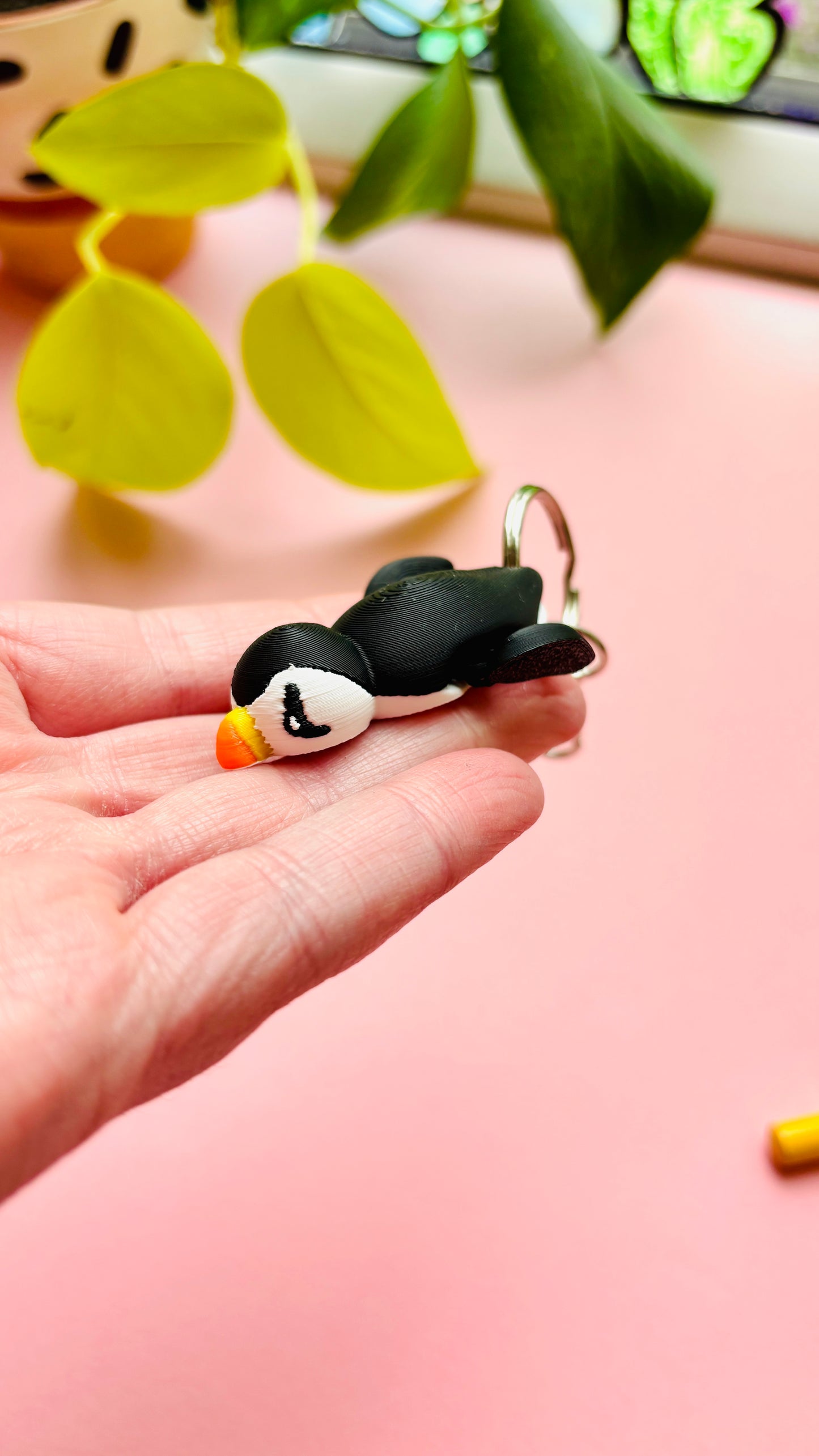 Pearl the Puffin Keyring- 3D Printed Bird Trinket