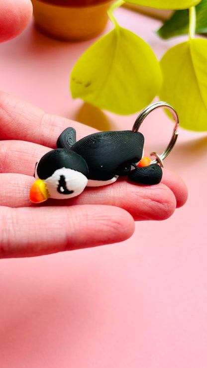Pearl the Puffin Keyring- 3D Printed Bird Trinket