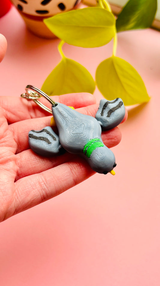 Pigeon Keyring- 3D Printed Bird Trinket