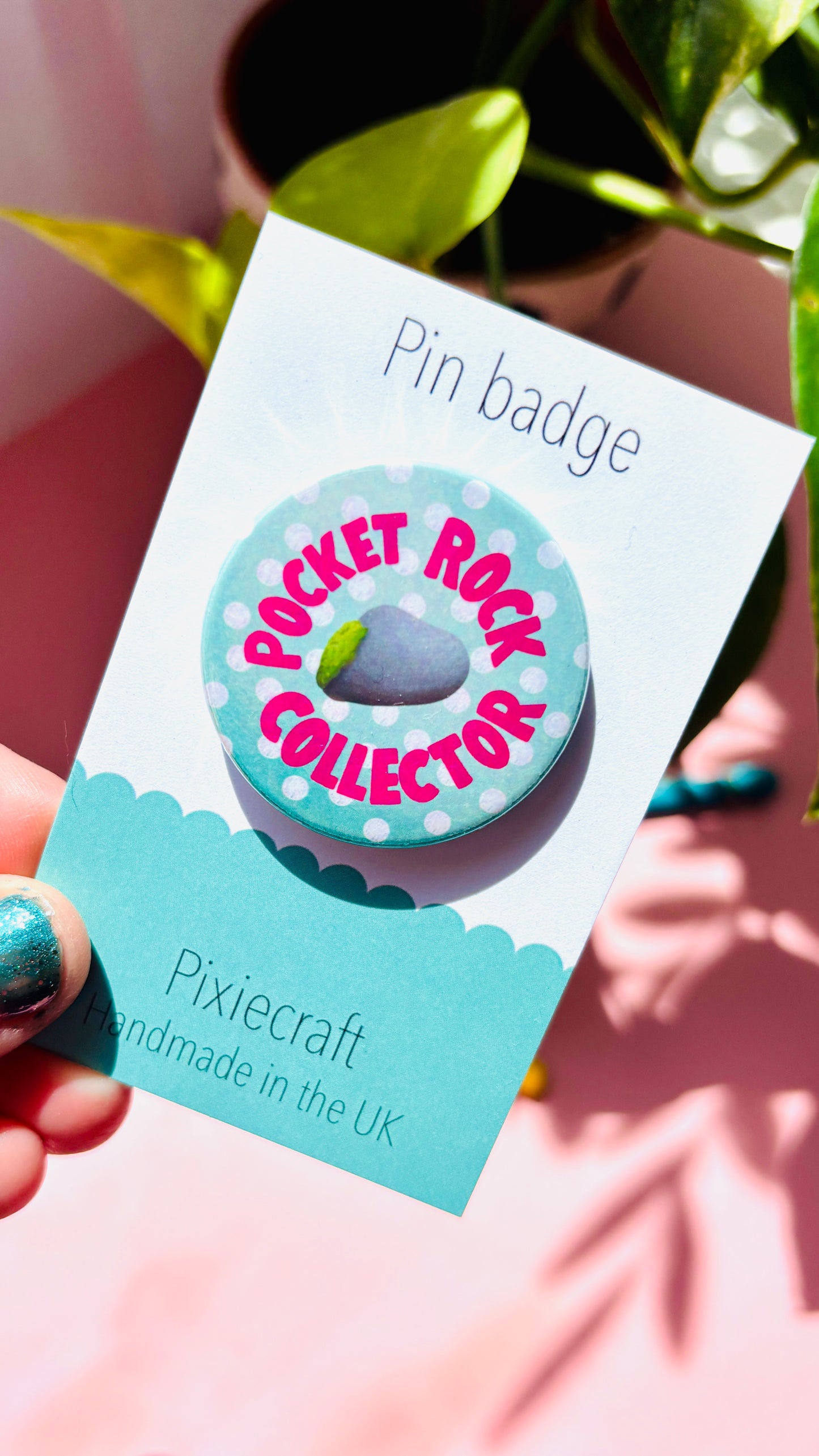 Pocket Rock Collector- Pin Badge or Magnet