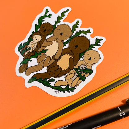 Otter family vinyl sticker - Pixiecraft