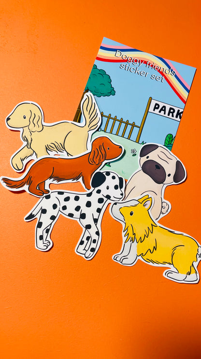 Doggy Friends Sticker set: A set of 5 illustrated dog stickers