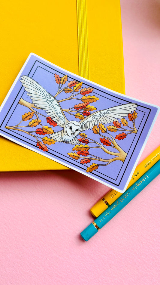 Barn Owl Illustrated Waterproof Sticker- Nature Stationery