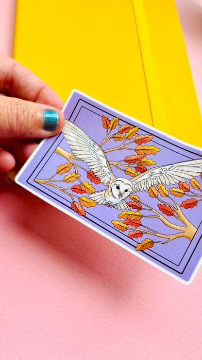Barn Owl Illustrated Waterproof Sticker- Nature Stationery