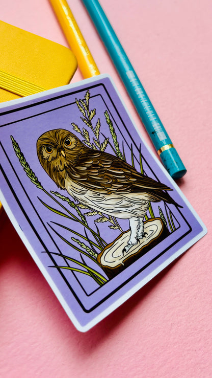Little Owl Illustrated Waterproof Sticker- Nature Stationery