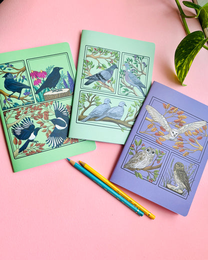 A5 Pigeon and Doves Notebook- Illustrated British Birds Stationery