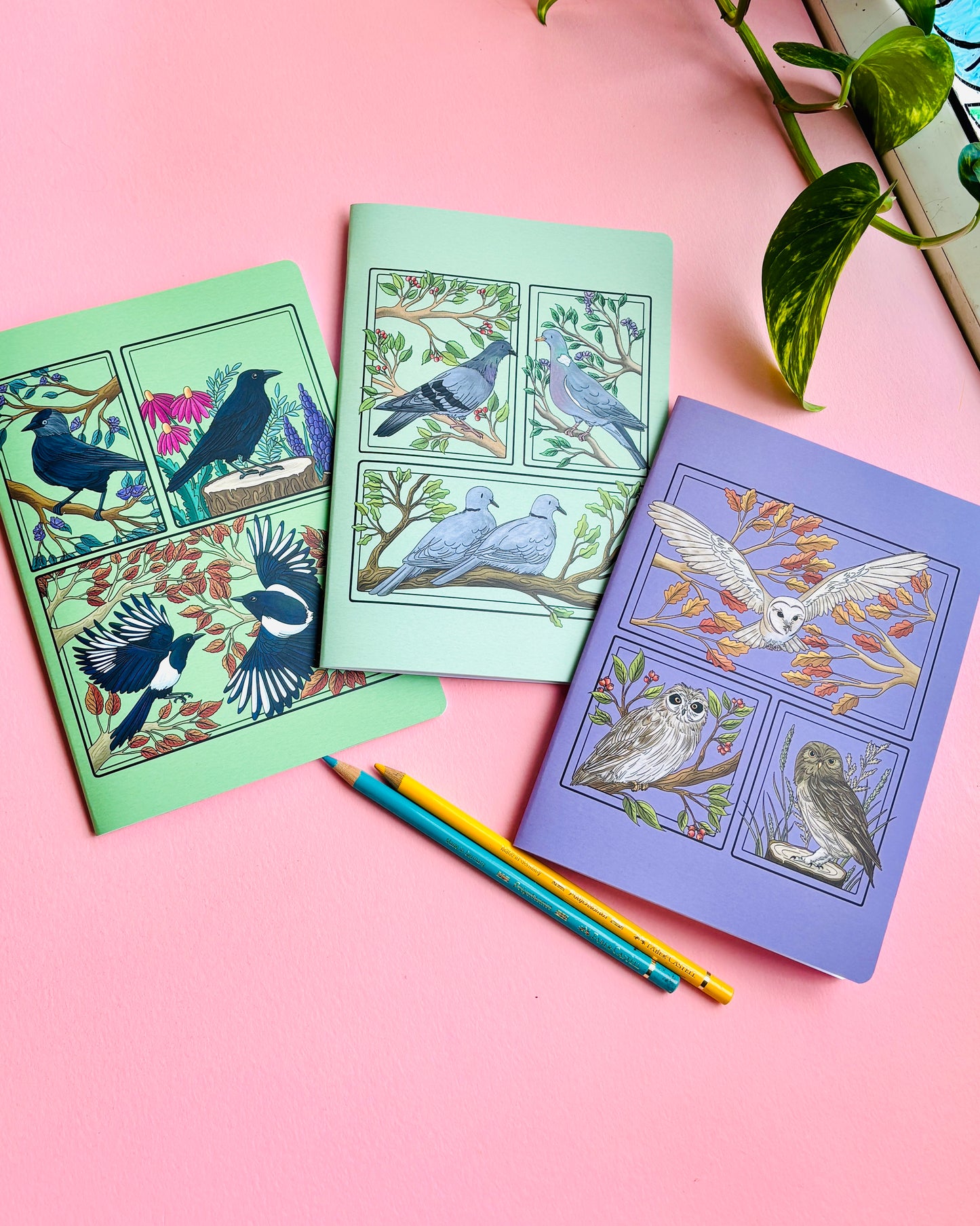 A5 British Owls Blank Notebook- Illustrated British Wildlife Stationery