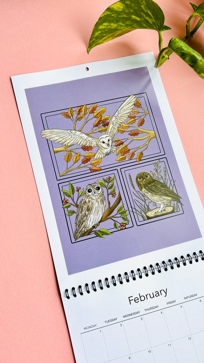 PRE-ORDER British Birds 2027 Calendar- Original Illustrated UK Nature Calendar