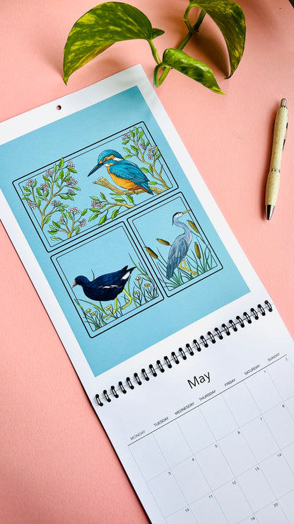 PRE-ORDER British Birds 2027 Calendar- Original Illustrated UK Nature Calendar