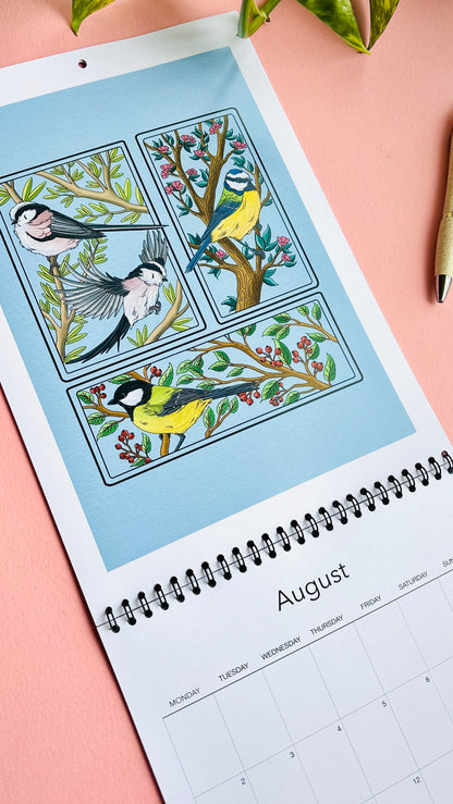 PRE-ORDER British Birds 2027 Calendar- Original Illustrated UK Nature Calendar