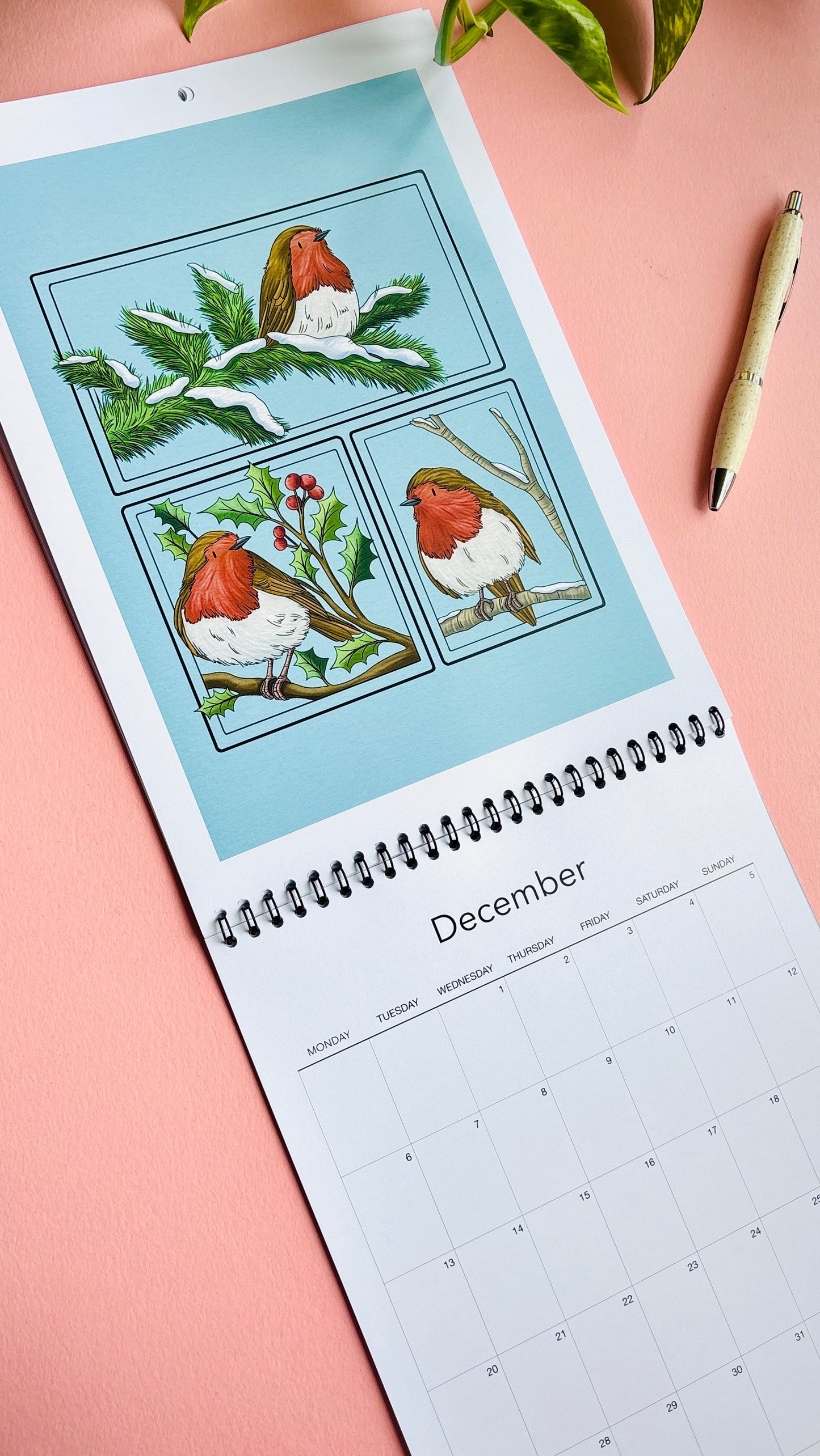 PRE-ORDER British Birds 2027 Calendar- Original Illustrated UK Nature Calendar